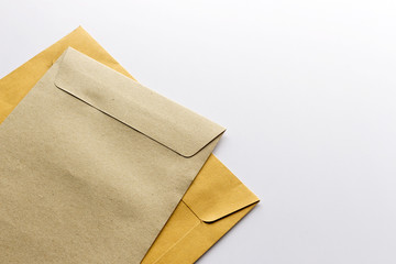 closeup envelope on white background