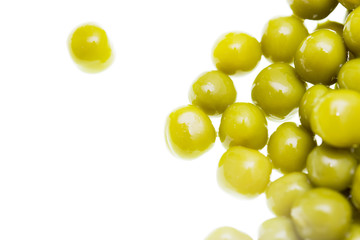 Pickled green peas isolated on white background