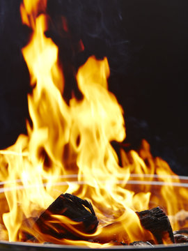 Fire, burning charcoal