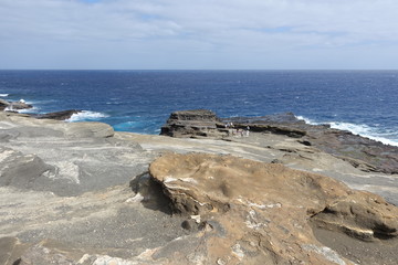 USA Hawaii Pacific Beach with stoney and stormy Waterfront