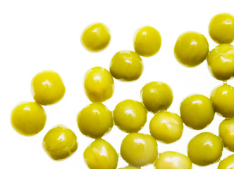 Pickled green peas isolated on white background