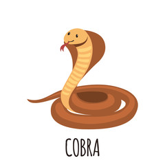 Cute cobra in flat style.