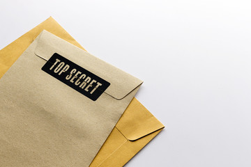 top secret envelope on white background