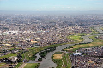 江戸川・坂川放水路・三郷放水路・松戸遠景