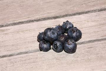 blueberries on wooden table