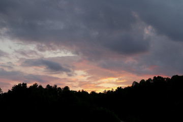 Sunset in mountains