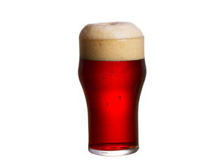 Glass of beer isolated on white background. Ale.