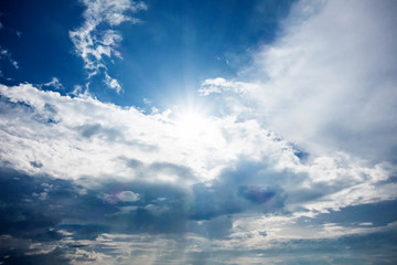 The sky is cloudy and sunny