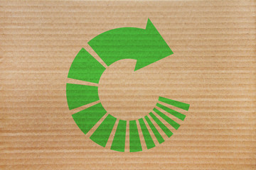 symbol for refuse reuse recycle with cardboard background 