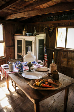 Interior of an early Pioneers homestead cabin in the outer Florida Everglade