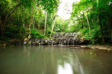 Fototapeta premium Ton Sai Waterfall is Sai. Waterfalls that have no water all year round in Namtok Sam Lan National Park 