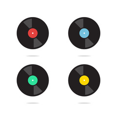 Vinyl record icon set vector