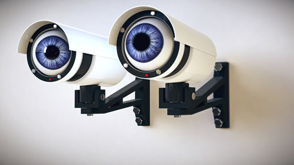 Security surveillance cameras with blue eyes