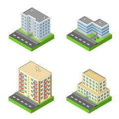 Set of isometric block houses
