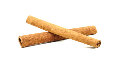 Cinnamon on white background.