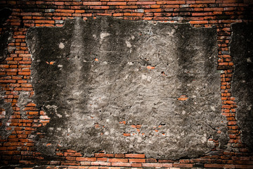 cracked concrete vintage brick wall background
