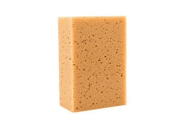 closeup cleaning sponge over white background