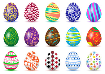 Easter eggs colored ornaments, vector set