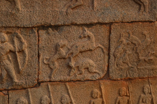 Animal stone relief