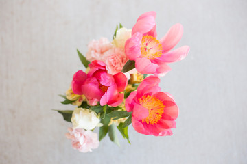 Pink Peonies and Colorful Carnations Bouquet