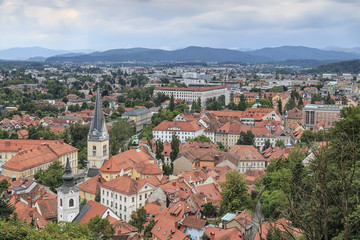 Aerial view of Ljubljana the capital of Slovenia