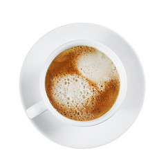 Coffee cup isolated on white background. Top view.