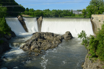 Essex Junction Dam on Winooski River in Essex Junction village, Vermont, USA.