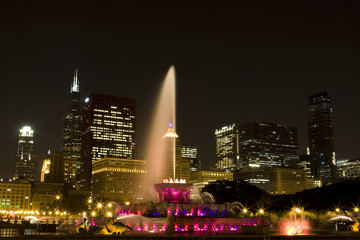 Chicago, IL , USA - Aug 12, 2010: The Buckingham fountain one of remarkable tourist attractions in...