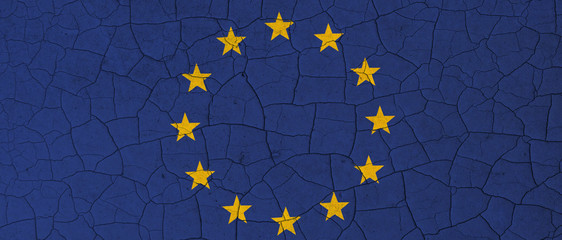 EU flag cracked down
