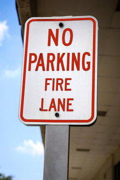 Overhead No Parking Fire Lane sign in Sarasota FL