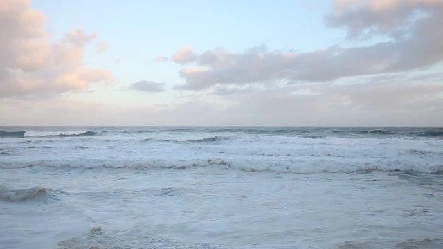 Atlantic ocean stormy sunrise seascape