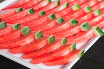 Bunch of sliced watermelons