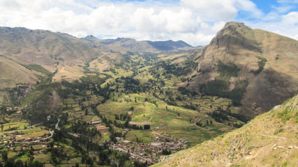 Fototapeta na wymiar Landscape of Pisaq in Peru's Sacred Valley of the Incas