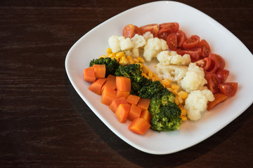 Boiled vegetables on plate