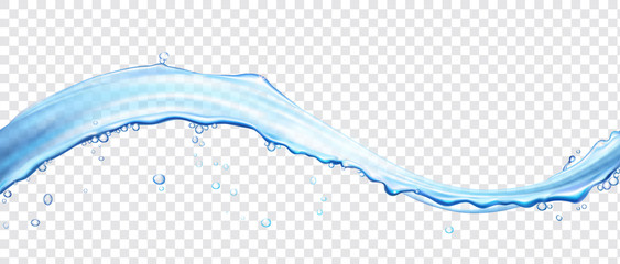 Water wave surface with bubbles. Realistic vector 3d illustration