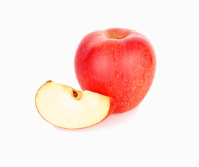 Naklejka na ściany i meble Red apple with a cut isolated on white background