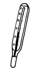 thermometer / cartoon vector and illustration, black and white, hand drawn, sketch style, isolated on white background.