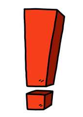 red exclamation mark / cartoon vector and illustration, hand drawn style, isolated on white background.