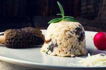Delicious mushroom risotto with parmesan cheese