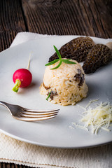 Delicious mushroom risotto with parmesan cheese