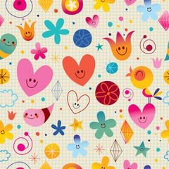 seamless pattern with cute little characters