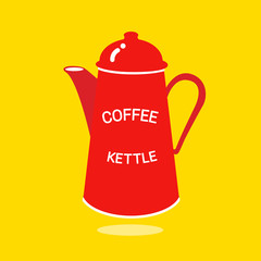 RED COFFEE KETTLE
Red coffee kettle on the light yellow background.
