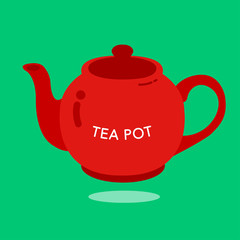 RED TEA POT
Red ceramic teapot on the light green background.