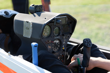 View into a modern sailplane cockpit