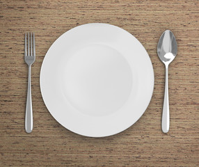 Top View Empty Dish On Table Background