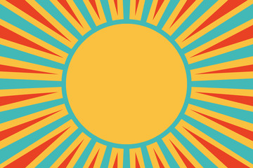 sun red yellow blue background pop art retro