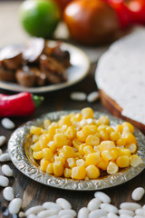Organic corn on metal plate