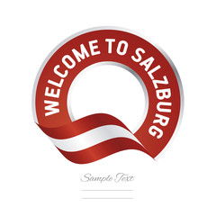 Obraz premium Welcome to Salzburg Austria flag logo icon