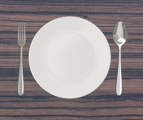 Top View Empty Dish On Table  Background