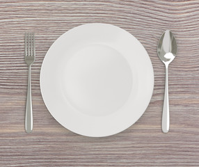 Top View Empty Dish On Table  Background